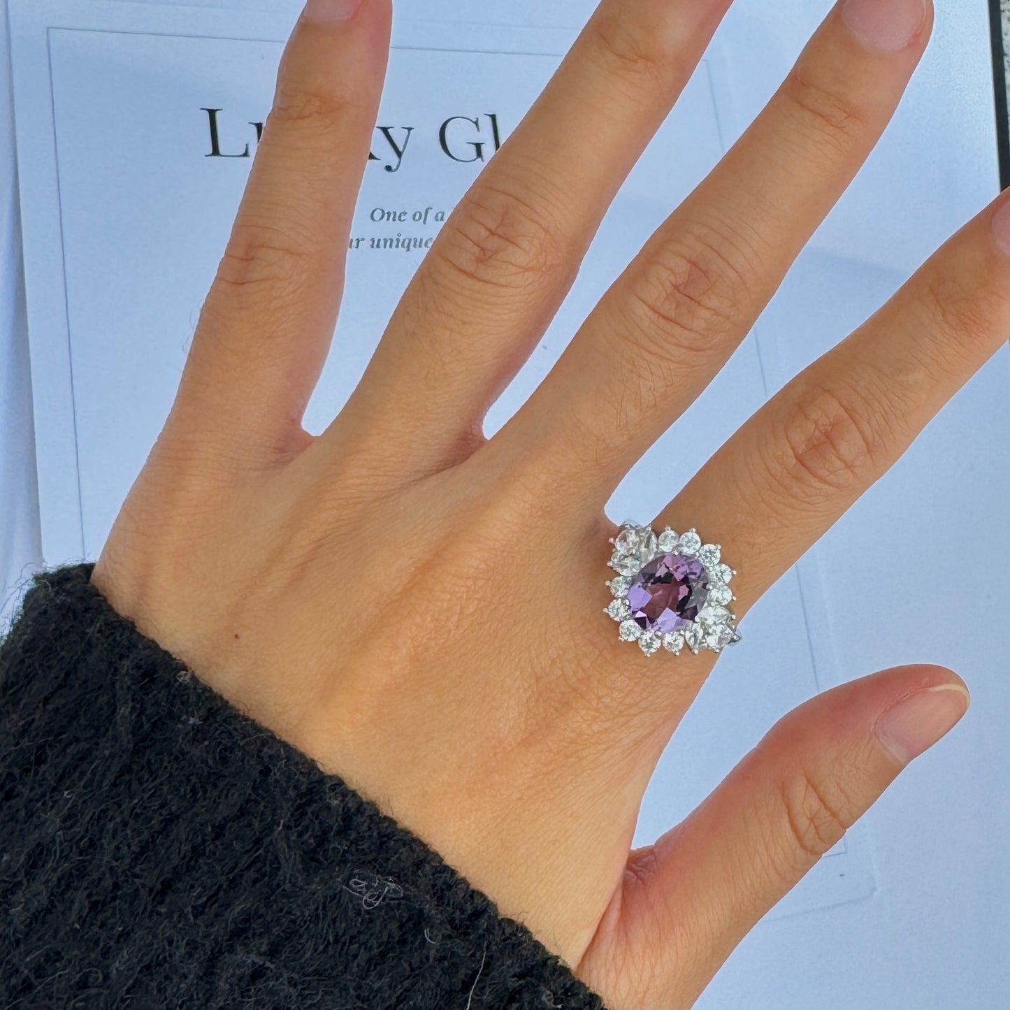 Midnight Bloom Amethyst S925 Ring