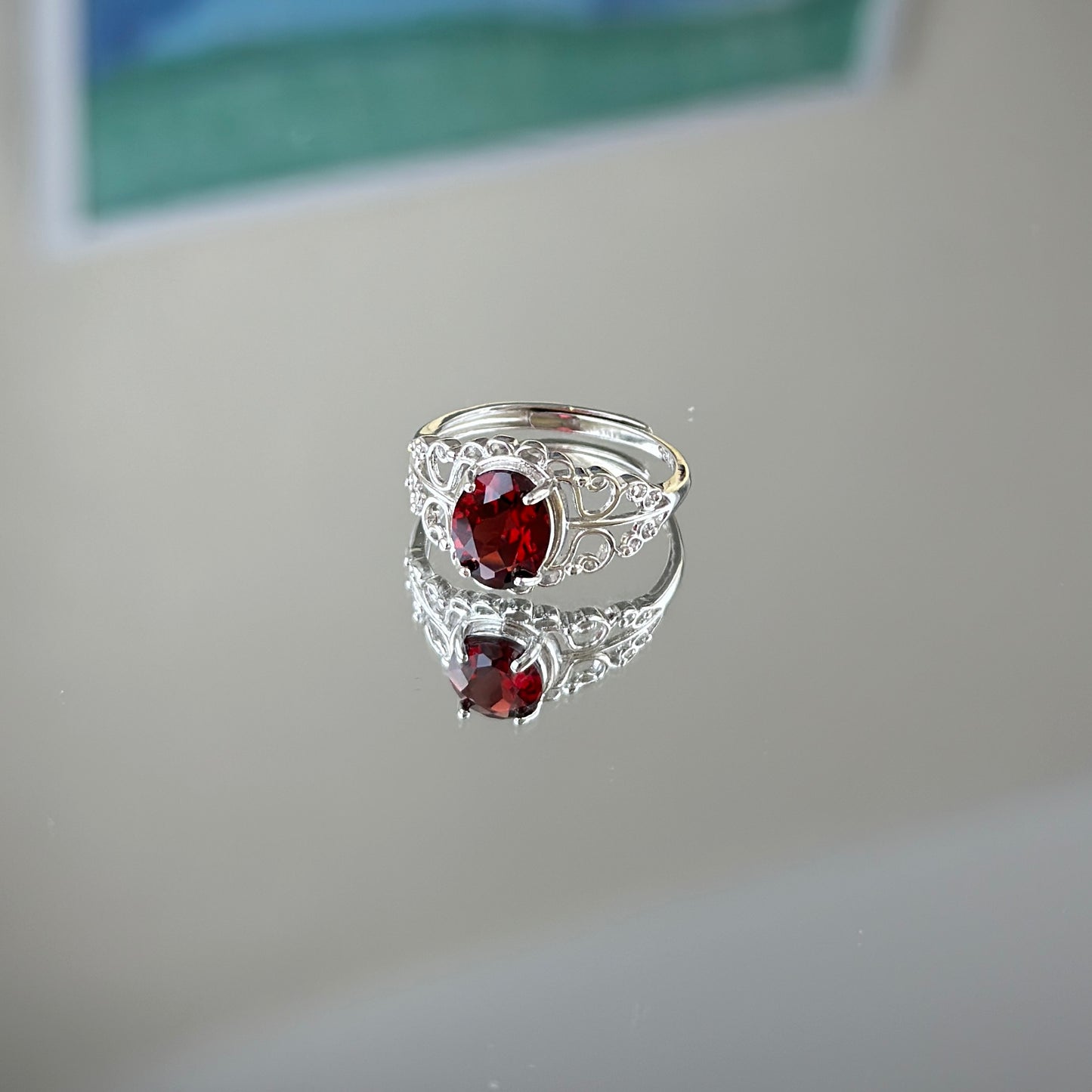 Modern Retro Garnet S925 Ring