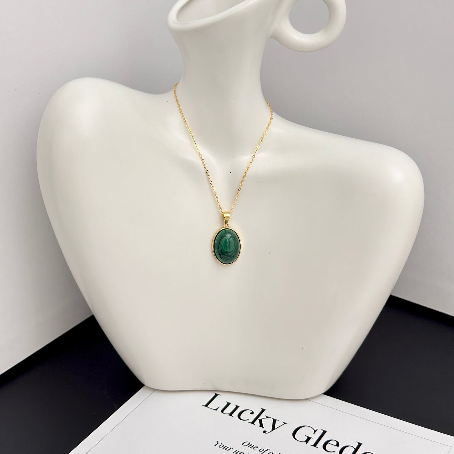 Classic Malachite S925 Necklace Golden Color