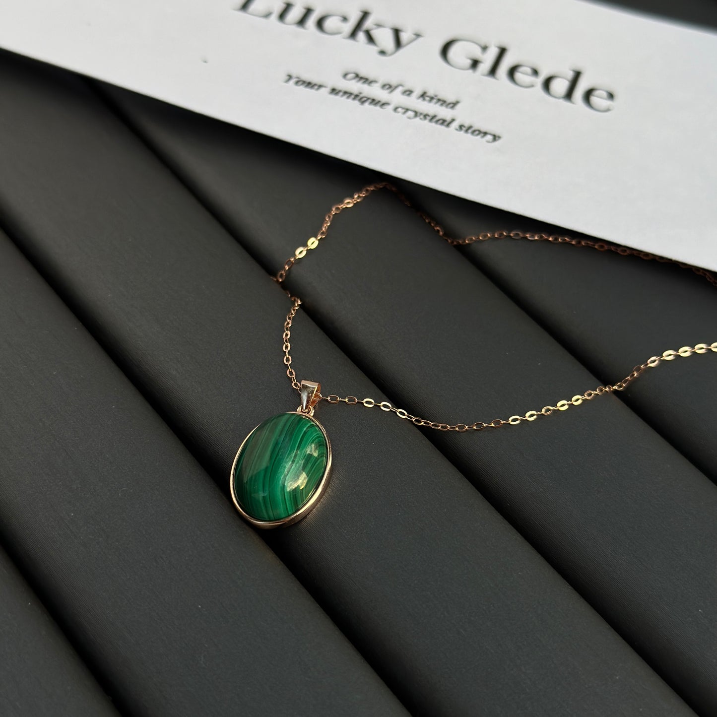 Classic Malachite S925 Necklace Rose Gold Color