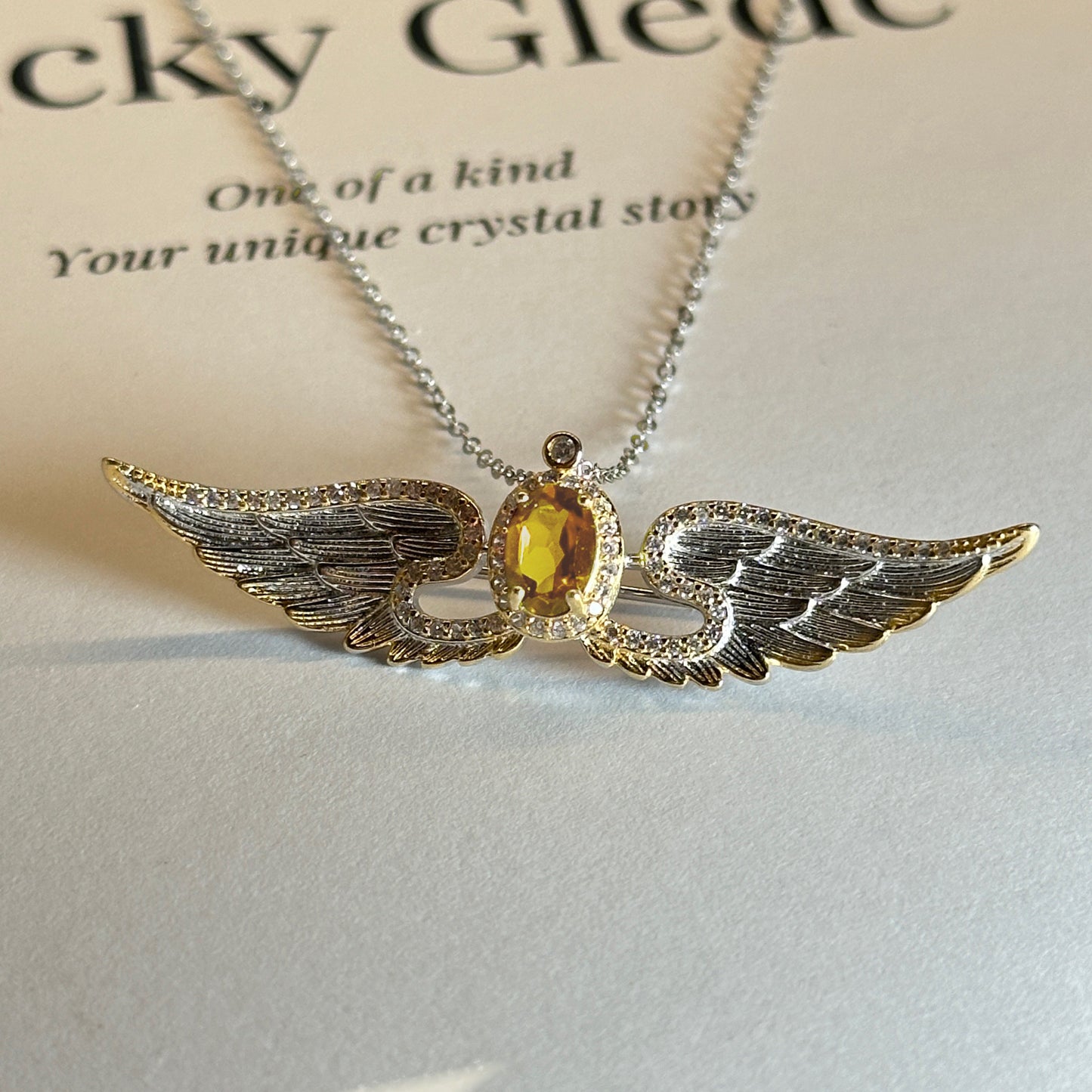 Wings of Liberty Versatile Brooch/Necklace-Citrine