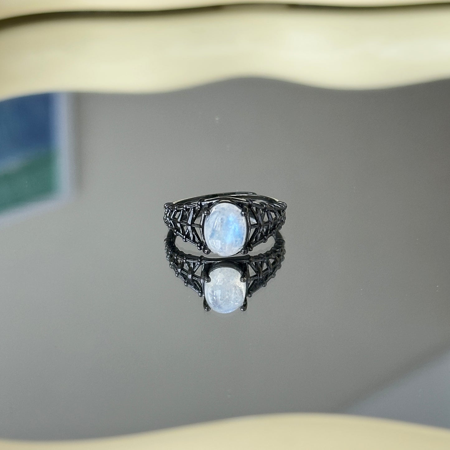 Moonstone S925 Ring Black