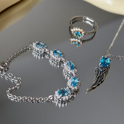 Natural Blue Topaz Jewelry Set