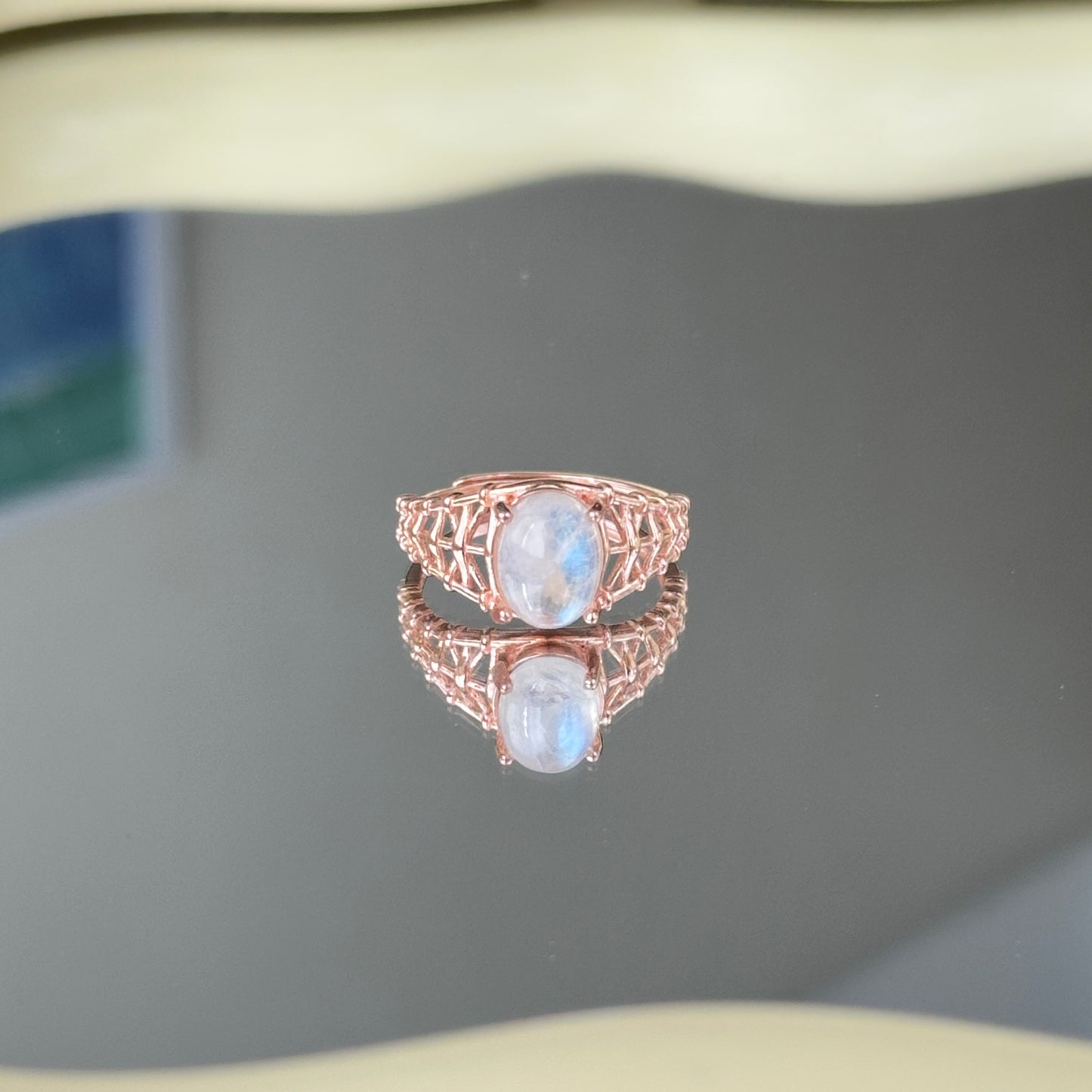 Moonstone S925 Ring Rose Gold