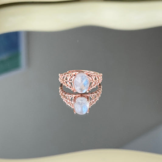 Moonstone S925 Ring Rose Gold