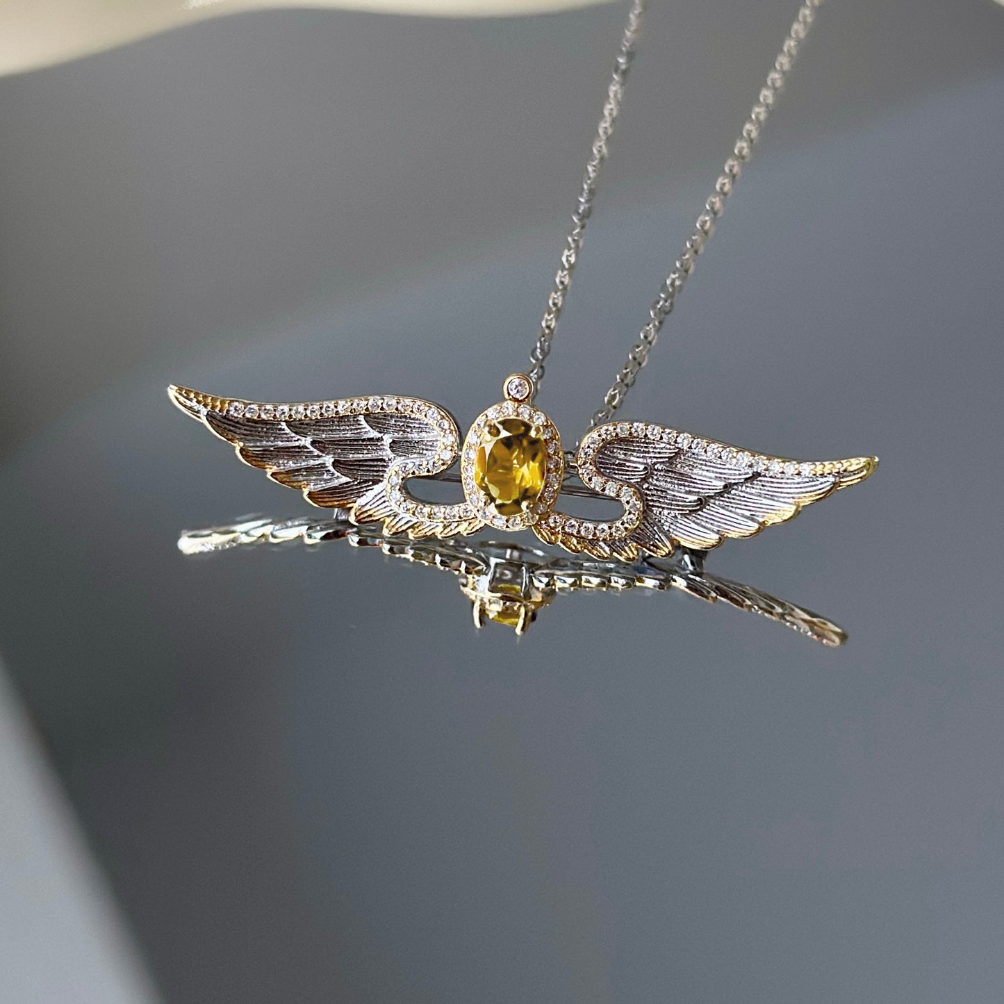 Wings of Liberty Versatile Brooch/Necklace-Citrine