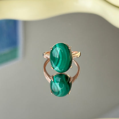 Basic Rose Gold Malachite S925 Ring