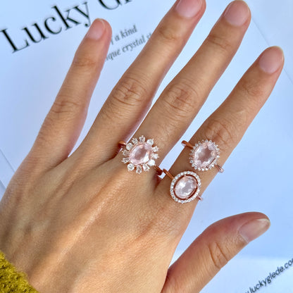 Lotus Blossom Rose Quartz S925 Ring