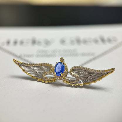 Wings of Liberty Versatile Brooch/Necklace-Sapphire