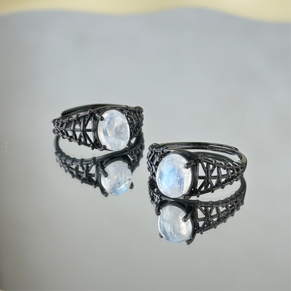 Moonstone S925 Ring Black