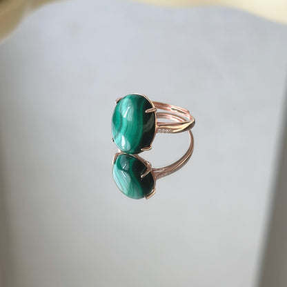 Basic Rose Gold Malachite S925 Ring