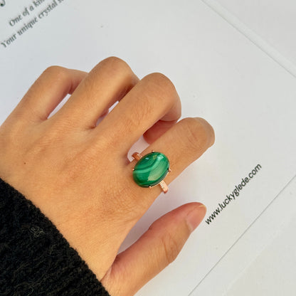 Basic Rose Gold Malachite S925 Ring