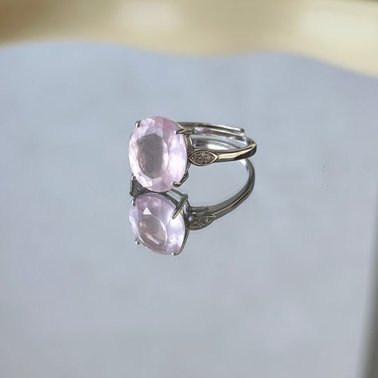 Sweet Pink Rose Quartz S925 Ring