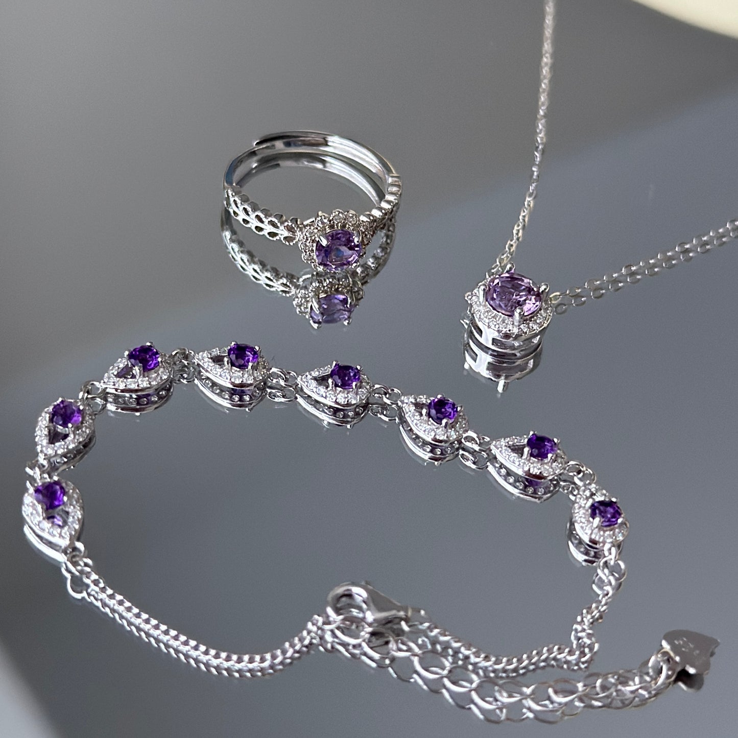 Natural Amethyst Jewelry Set