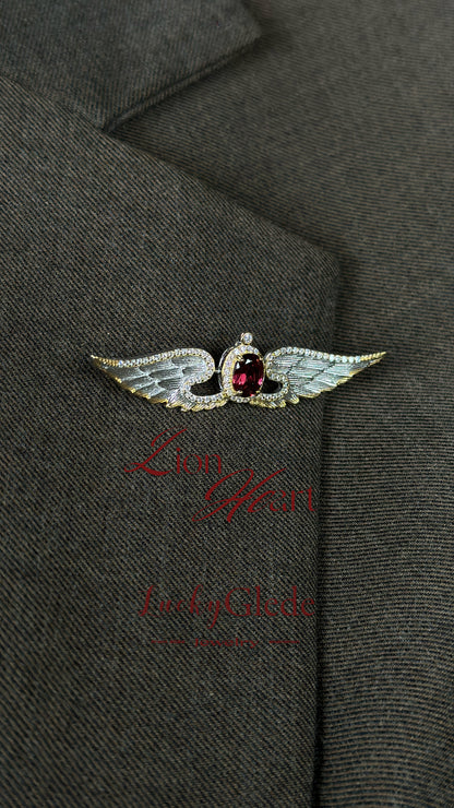 Wings of Liberty Versatile Brooch/Necklace-Garnet