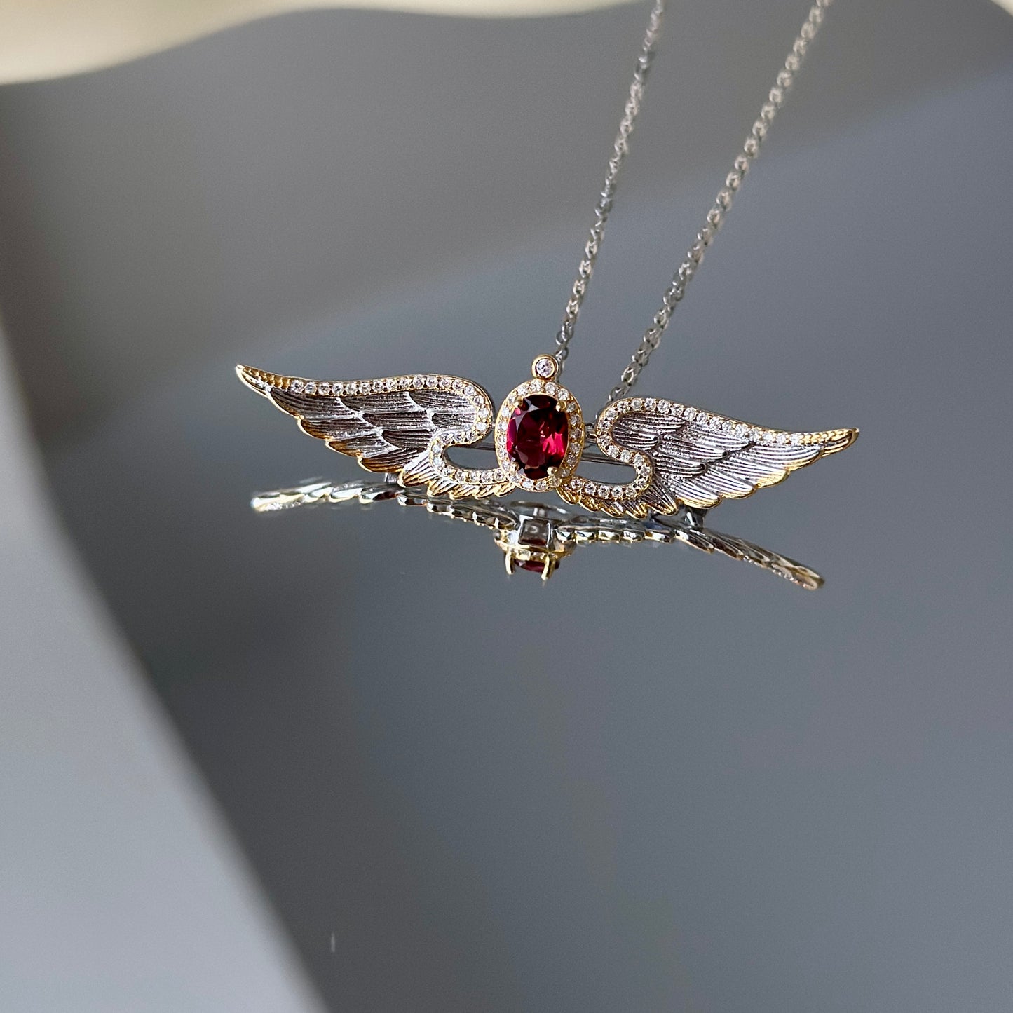 Wings of Liberty Versatile Brooch/Necklace-Garnet