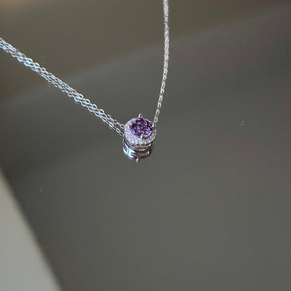 Sunflower: Natural Amethyst Silver Necklace