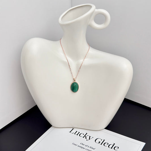 Classic Malachite S925 Necklace Rose Gold Color