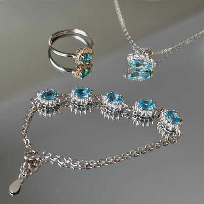 Natural Blue Topaz Jewelry Set