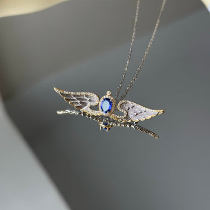 Wings of Liberty Versatile Brooch/Necklace-Sapphire