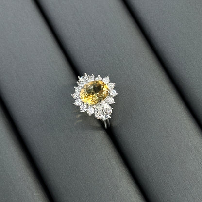 Midnight Bloom Citrine S925 Ring