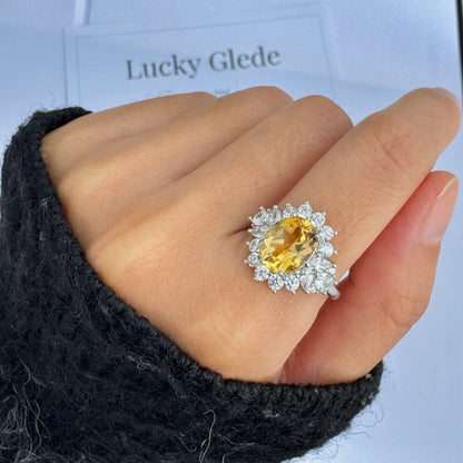 Midnight Bloom Citrine S925 Ring