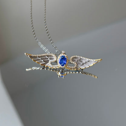 Wings of Liberty Versatile Brooch/Necklace-Sapphire
