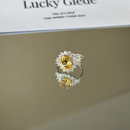 Midnight Bloom Citrine S925 Ring