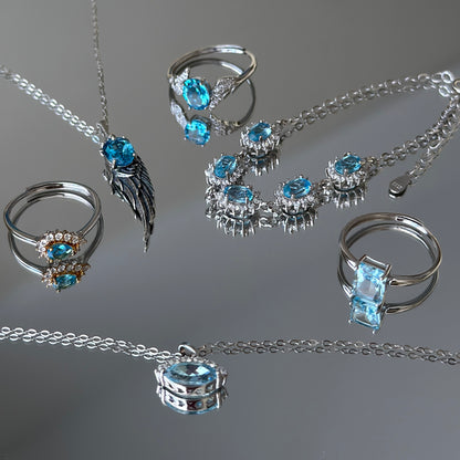 Natural Blue Topaz Jewelry Set