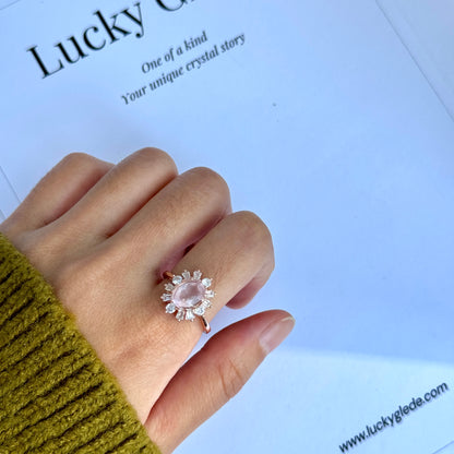 Lotus Blossom Rose Quartz S925 Ring