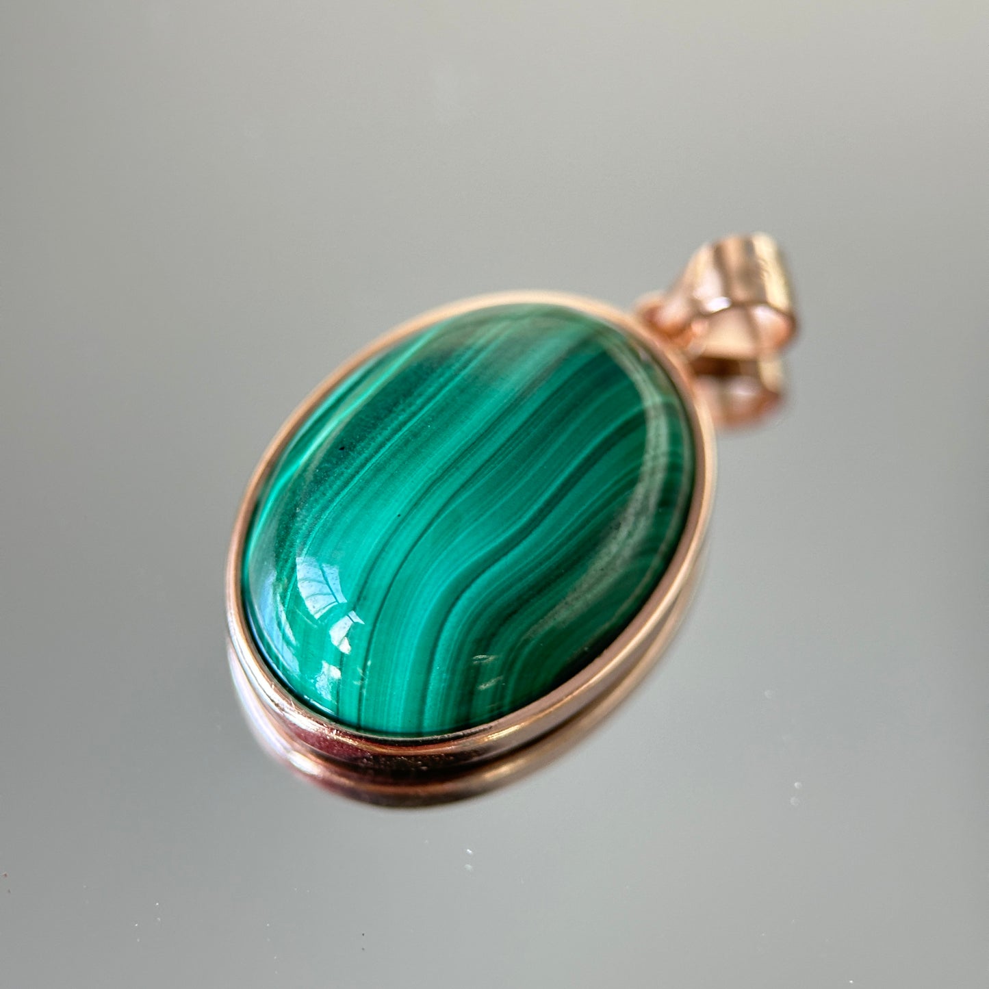 Classic Malachite S925 Necklace Rose Gold Color