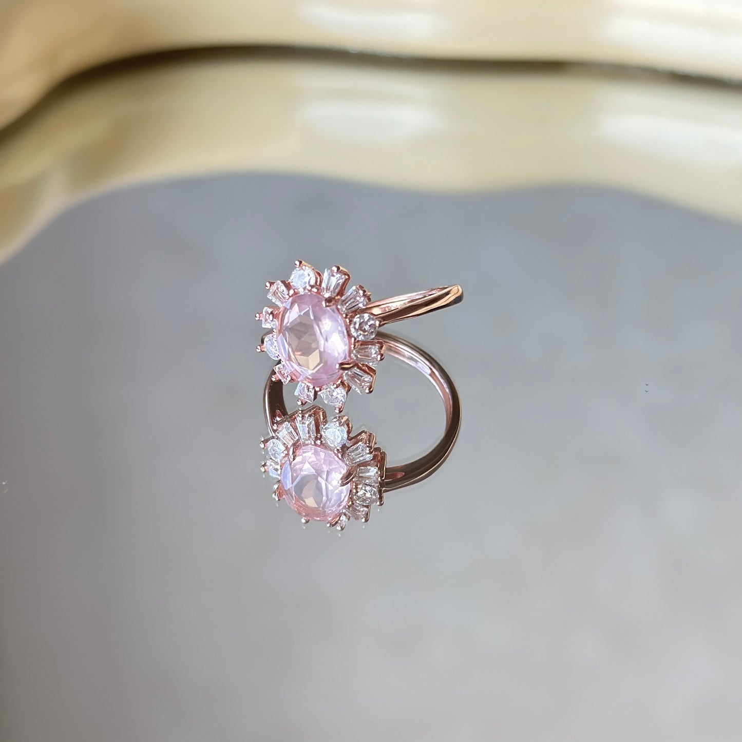 Lotus Blossom Rose Quartz S925 Ring