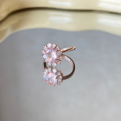 Lotus Blossom Rose Quartz S925 Ring