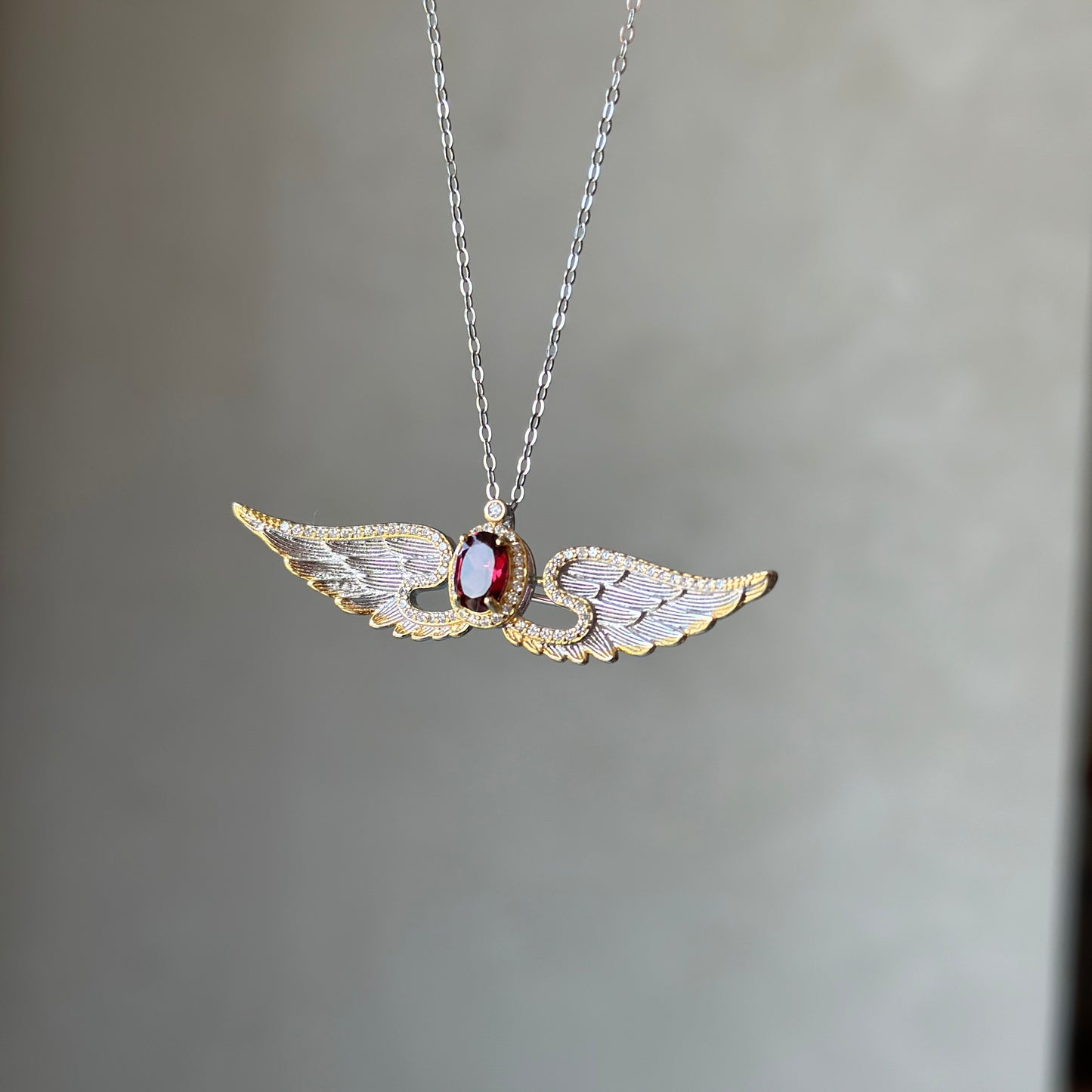 Wings of Liberty Versatile Brooch/Necklace-Garnet