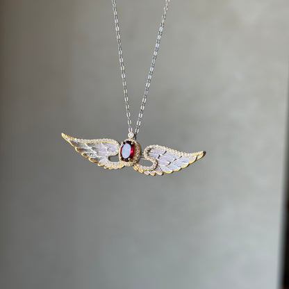 Wings of Liberty Versatile Brooch/Necklace-Garnet