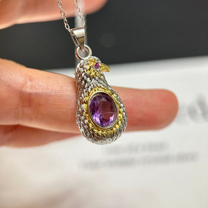 Lucky Eagle: Natural Amethyst Necklace