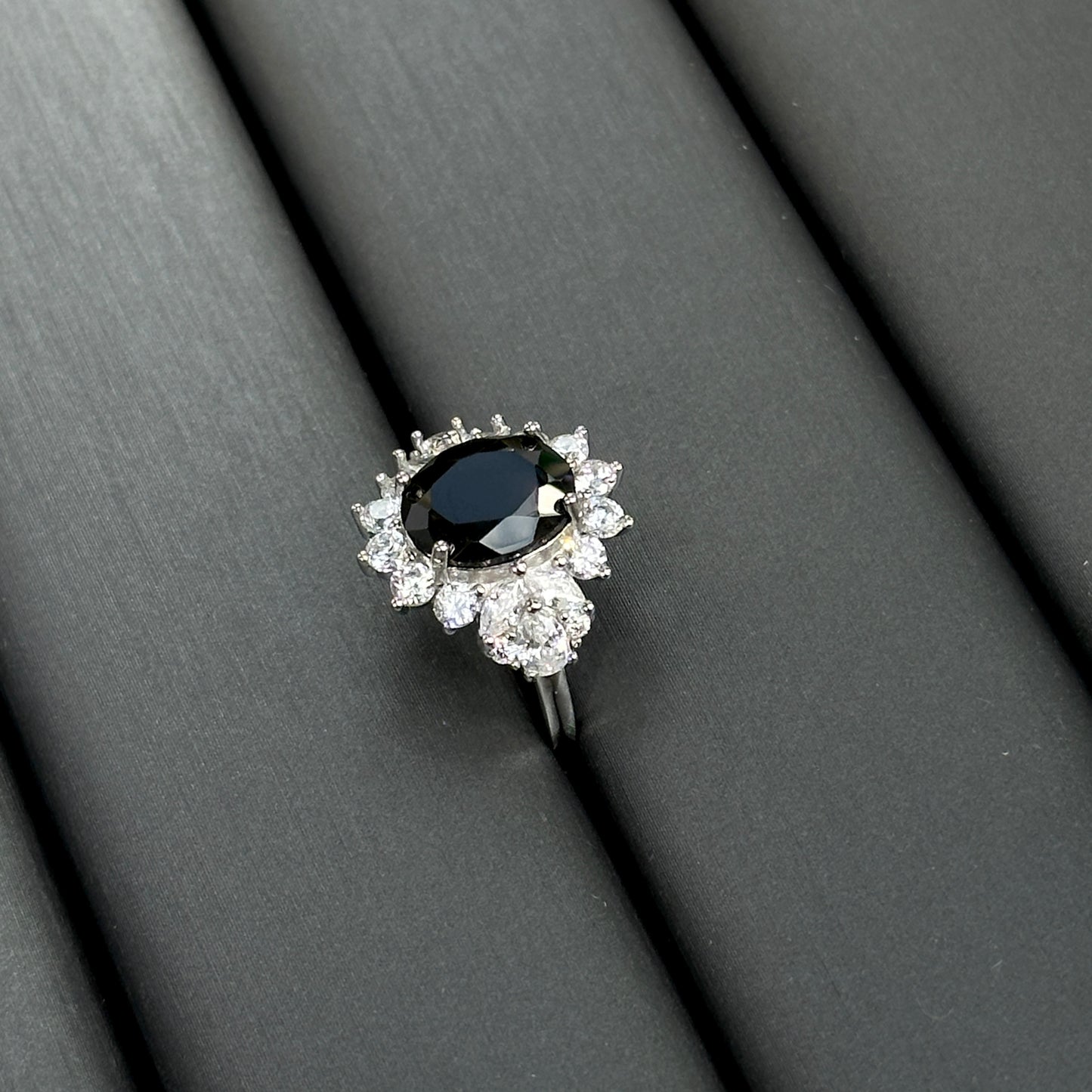 Midnight Bloom Black Spinel S925 Ring