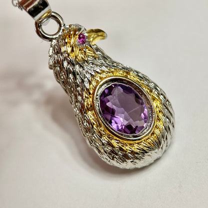 Lucky Eagle: Natural Amethyst Necklace