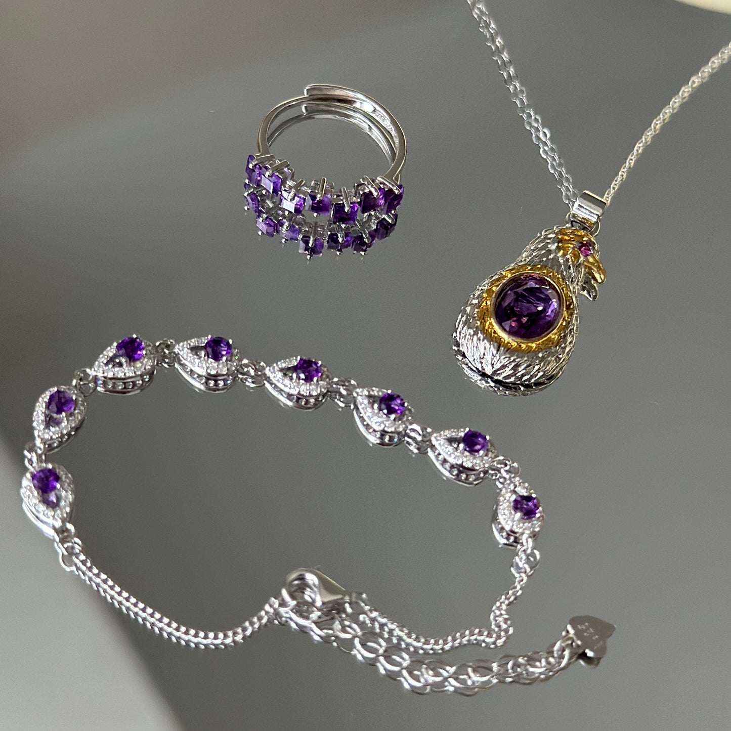 Natural Amethyst Jewelry Set