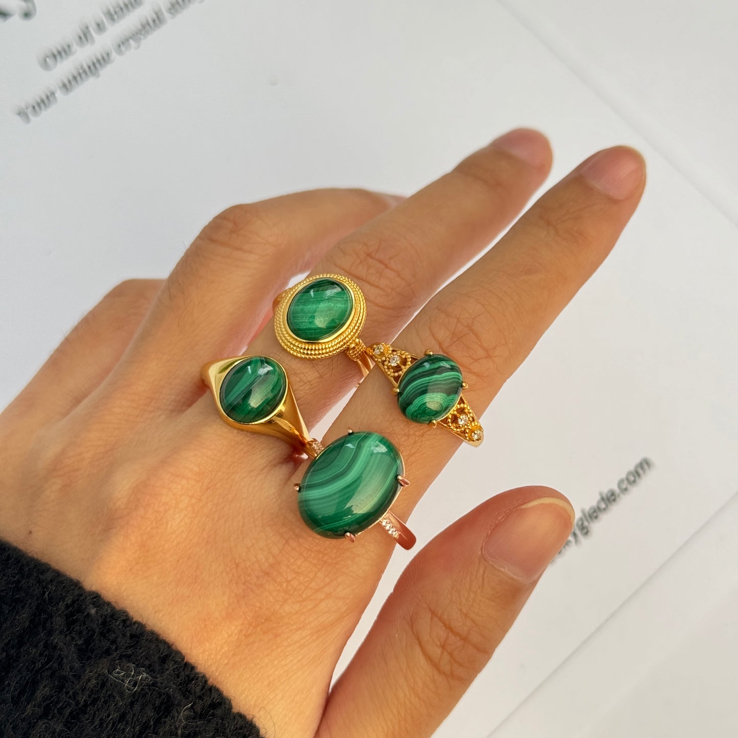 Basic Rose Gold Malachite S925 Ring