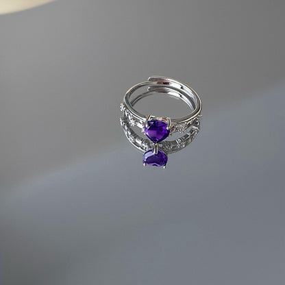 Heart Amethyst Silver Ring