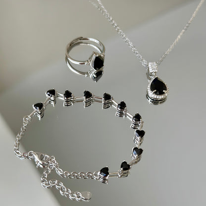 Natural Black Spinel Jewelry Set