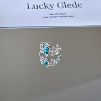 Vintage Charm Blue Topaz S925 Ring