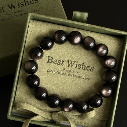 Silver Obsidian Bracelet: Energy Guardian of the Mysterious Night Sky