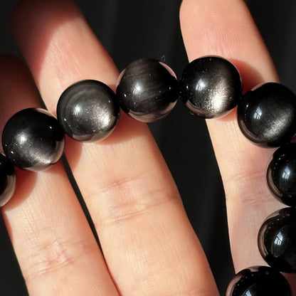 Silver Obsidian Bracelet: Energy Guardian of the Mysterious Night Sky