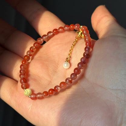 South Red Agate Bracelet: Mermaid Tail With Beeswak