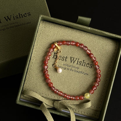 South Red Agate Bracelet: Mermaid Tail With Beeswak