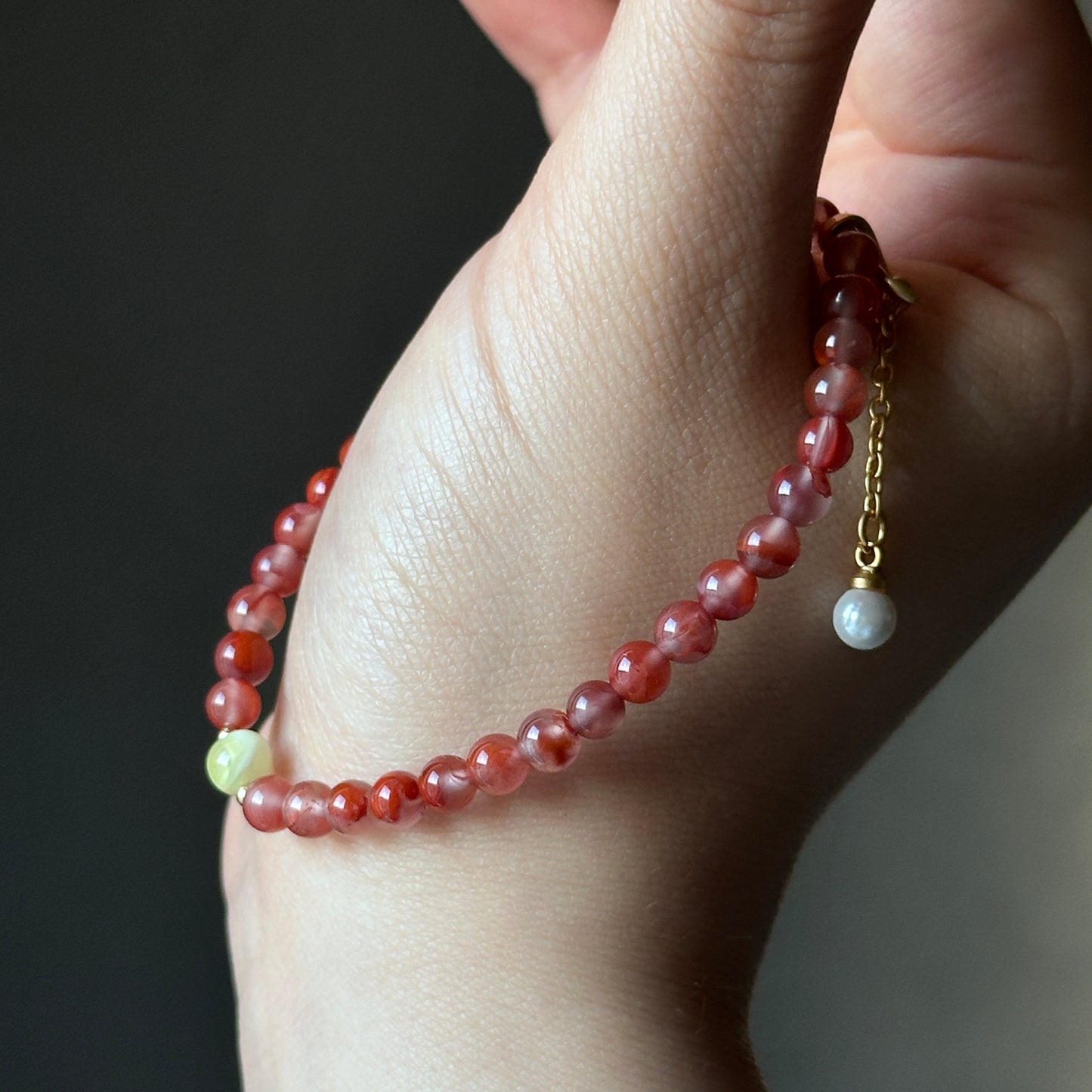 South Red Agate Bracelet: Mermaid Tail With Beeswak