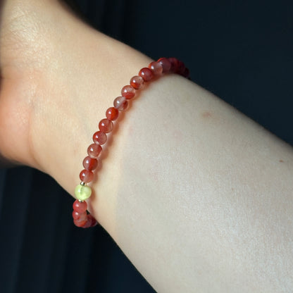 South Red Agate Bracelet: Mermaid Tail With Beeswak