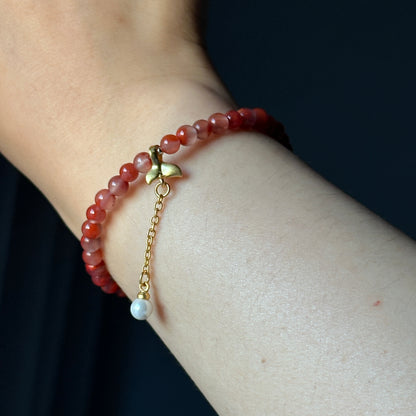 South Red Agate Bracelet: Mermaid Tail With Beeswak